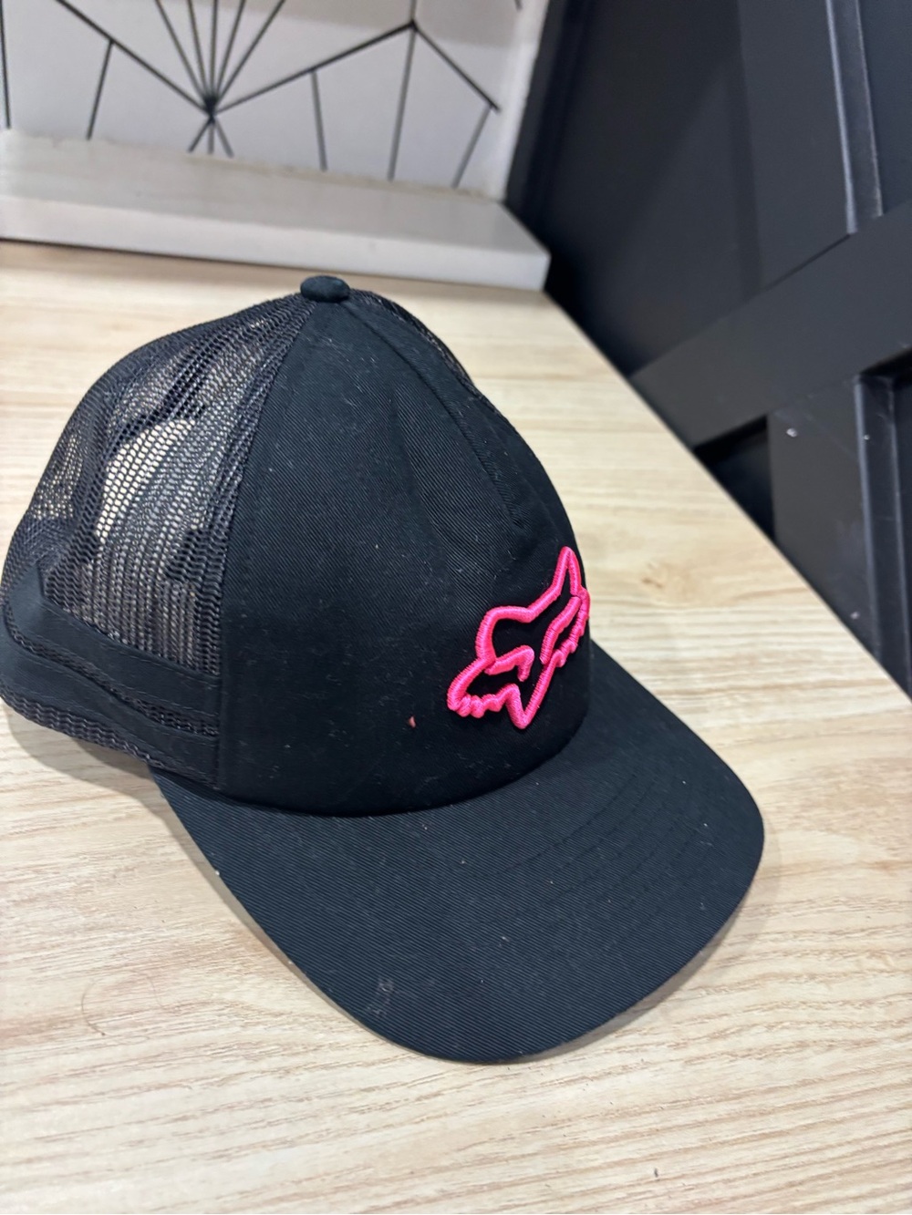 Fox Kids Black Trucker Hat with Hot Pink Fox Head